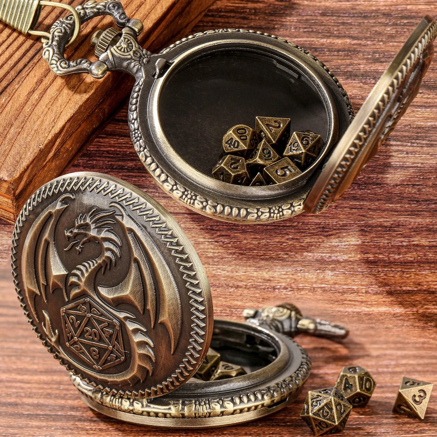 Pocket Watch Shell Dice - Bronze