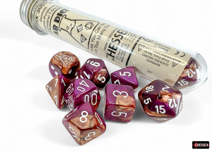 Gemini Copper-Purple/White Polyhedral 7-Die Set